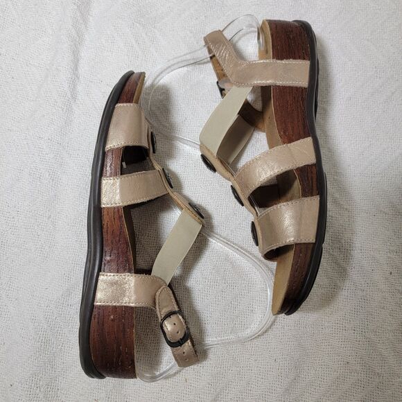 SAS Clover T-Strap Sandal Lusso Capp 7 W Wide Comfort Wedge Open Toe - Picture 8 of 16